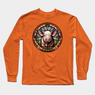 Stained Glass Pig Long Sleeve T-Shirt